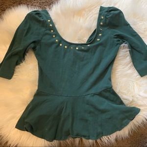 Green peplum top